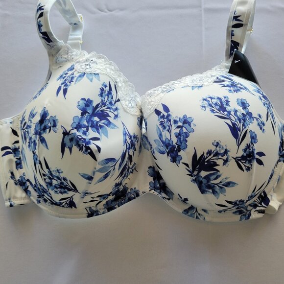 Avenue Other - NWT - Avenue Blue Floral Print Lace Balconette Bra - (Size: 48DDD)